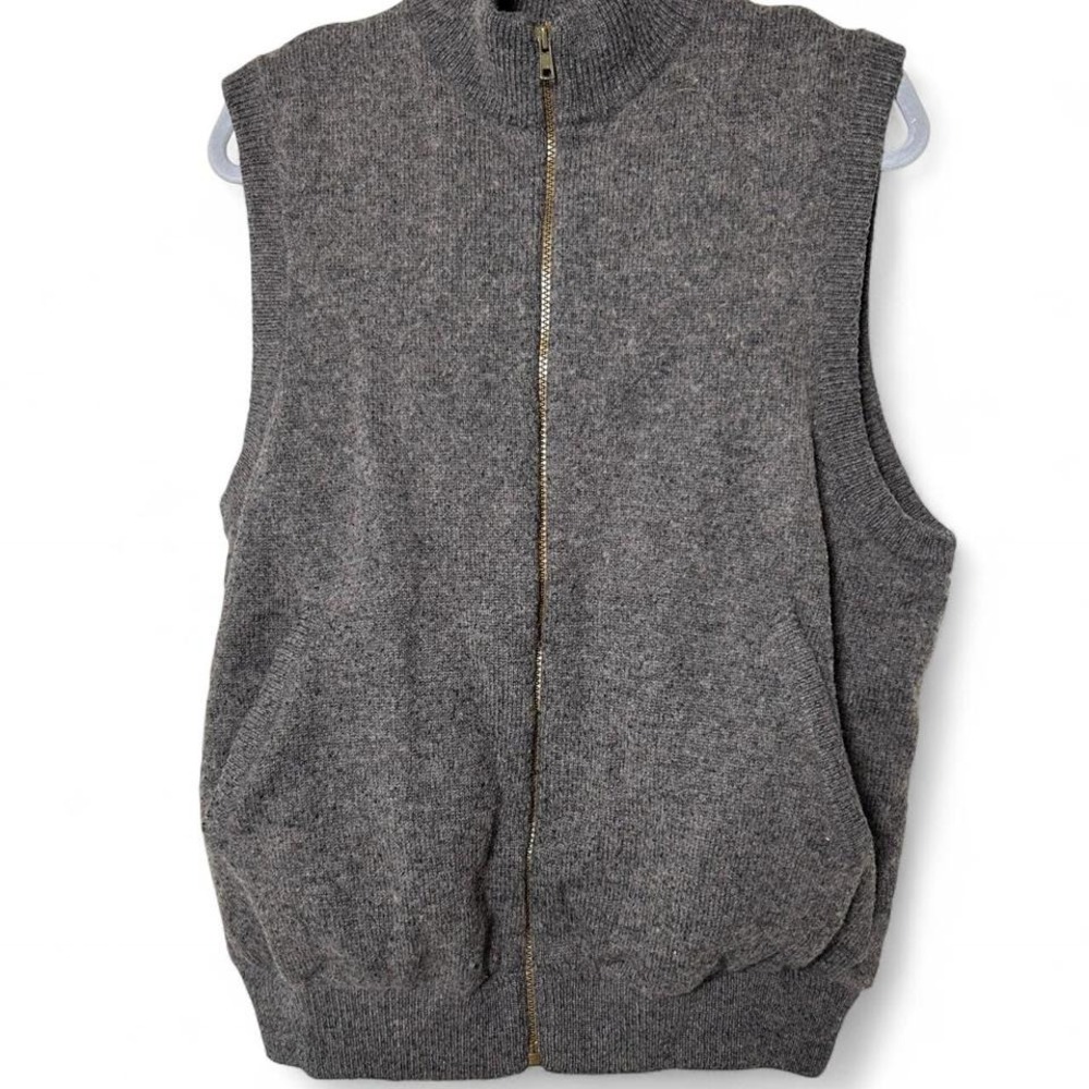 Cabela's Windstopper Wool Blend Full Zip‎ Vest Mens L Lined Wool Gray/lavendar